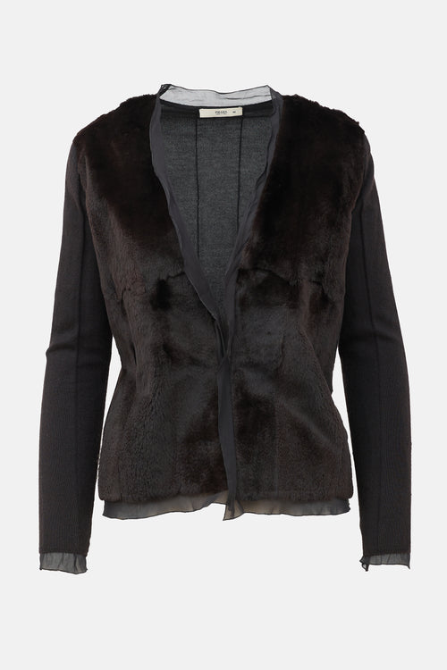 Prada 2000s Silk & Fur Cardigan