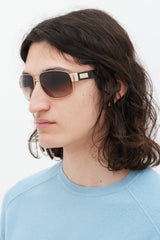 Prada Gold & Brown SPR61L Aviator Sunglasses