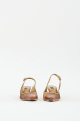 Prada Gold & Brown Sequin Slingback Pump