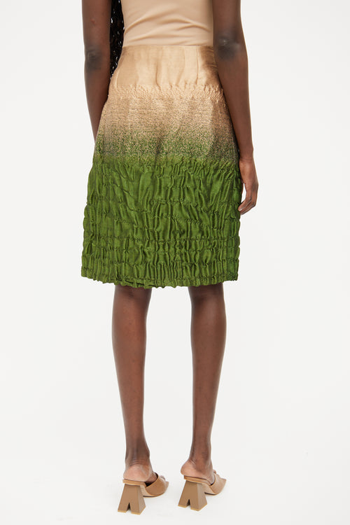 Prada Beige & Green Silk Textured Ombre Skirt
