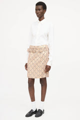 Prada Metallic Brocade Belted Skirt