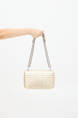 Prada Gold Metallic Leather Diagramme Chain Flap Bag