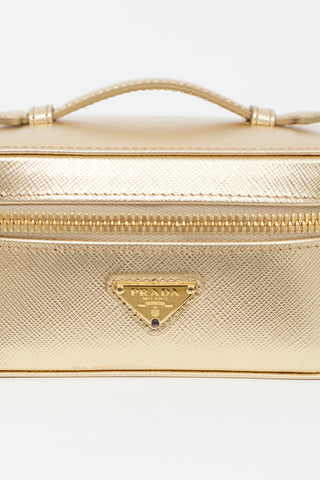 Prada Gold Metallic Leather Jewellery Case