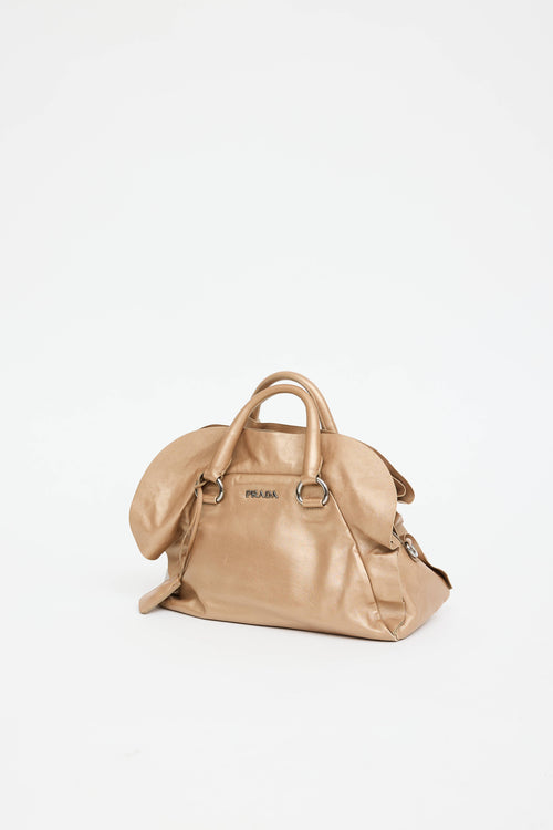 Prada Metallic Nappa Ruffle Bauletto Bag