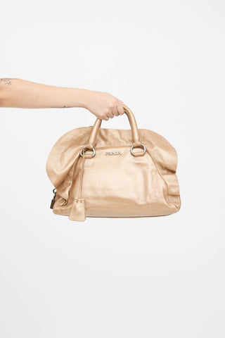 Prada Metallic Nappa Ruffle Bauletto Bag