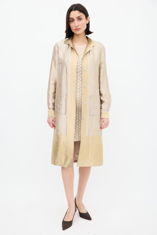 Prada Gold Silk & Lurex Paisley Brocade Coat