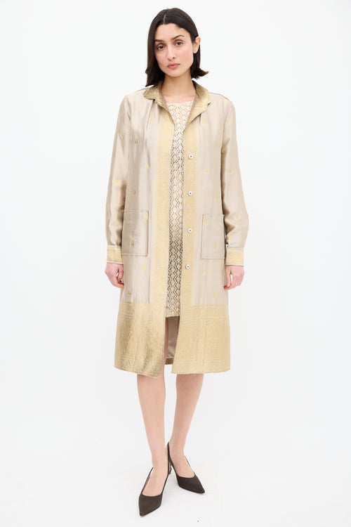 Prada Gold Silk & Lurex Paisley Brocade Coat