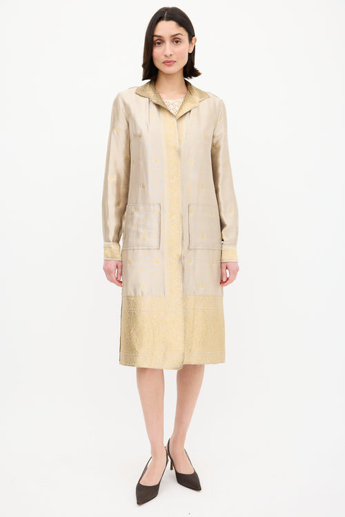 Prada Gold Silk & Lurex Paisley Brocade Coat