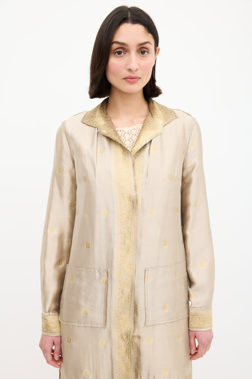 Prada Gold Silk & Lurex Paisley Brocade Coat