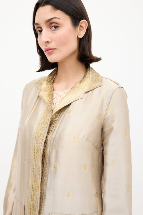 Prada Gold Silk & Lurex Paisley Brocade Coat