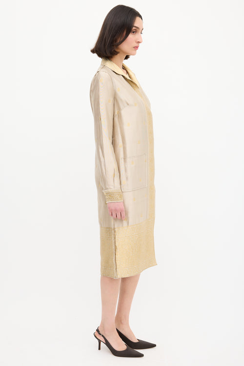 Prada Gold Silk & Lurex Paisley Brocade Coat