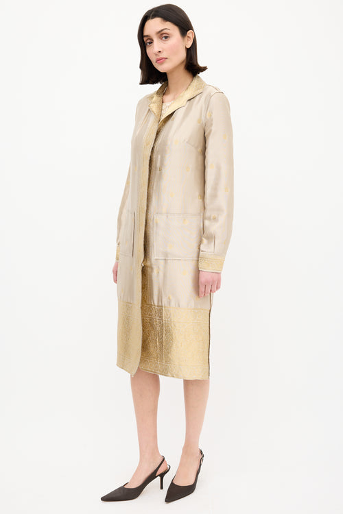 Prada Gold Silk & Lurex Paisley Brocade Coat