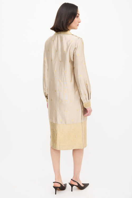 Prada Gold Silk & Lurex Paisley Brocade Coat