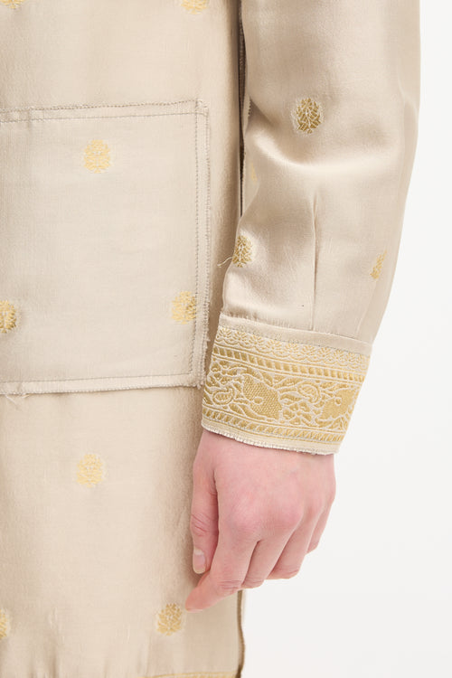 Prada Gold Silk & Lurex Paisley Brocade Coat