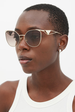 Prada Gold & White SPR50Z Cateye Sunglasses