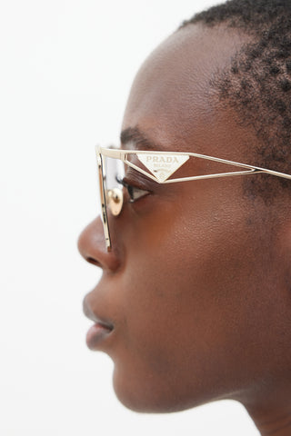 Prada Gold & White SPR50Z Cateye Sunglasses