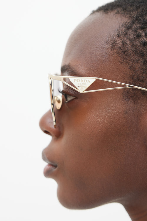 Prada Gold & White SPR50Z Cateye Sunglasses