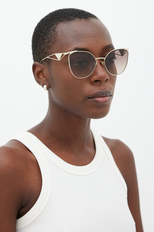 Prada Gold & White SPR50Z Cateye Sunglasses