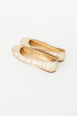 Prada Gold Metallic Ballet Flat