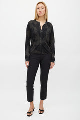 Prada Green & Black Floral Knit Cardigan