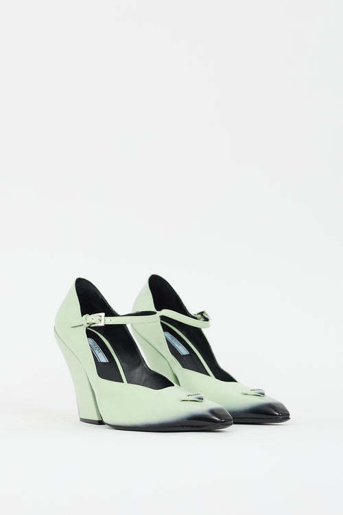 Prada Green & Black Leather Ombre Mary Jane Pump