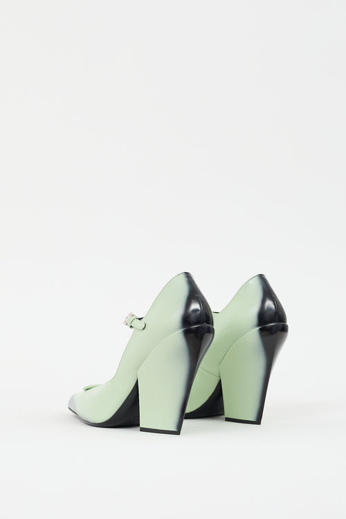 Prada Green & Black Leather Ombre Mary Jane Pump