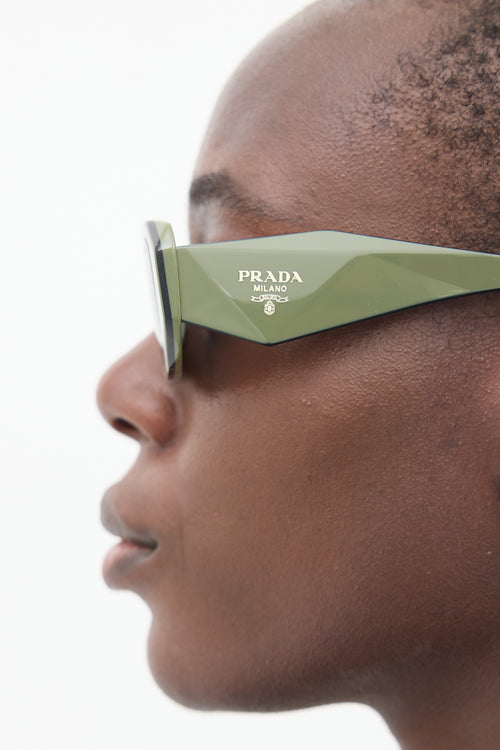 Prada Green & Black SPR17W Rectangular Sunglasses