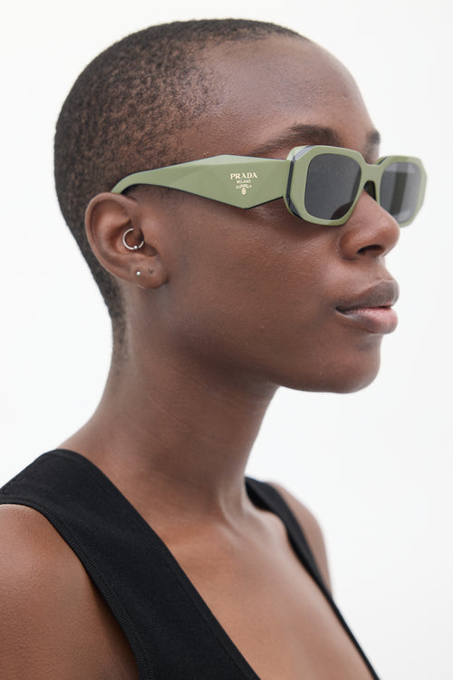 Prada Green & Black SPR17W Rectangular Sunglasses