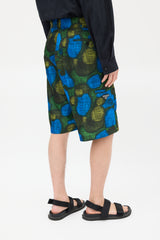 Prada Green & Blue Patterned Nylon Short