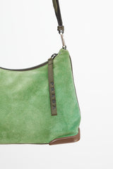 Prada Green & Brown Suede & Leather Shoulder Bag