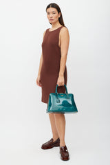 Prada Green & Gold Spazzolato Patent Tote