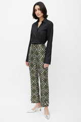 Prada Green & Multicolour Geometric Wool Jewel Trouser