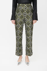 Prada Green & Multicolour Geometric Wool Jewel Trouser