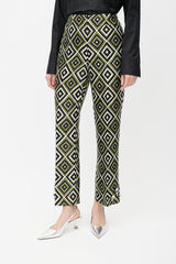 Prada Green & Multicolour Geometric Wool Jewel Trouser