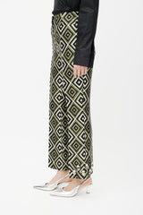 Prada Green & Multicolour Geometric Wool Jewel Trouser