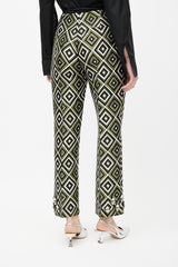 Prada Green & Multicolour Geometric Wool Jewel Trouser