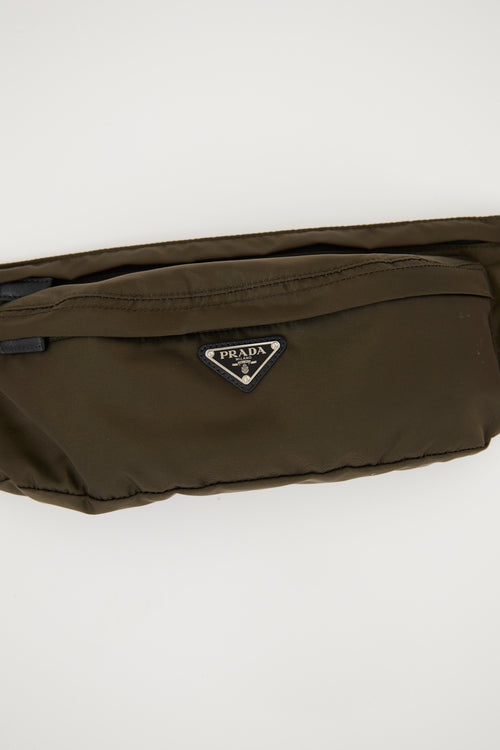 Prada Green Nylon Tessuto Waist Bag