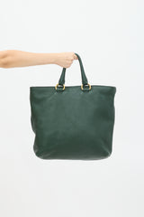 Prada Green Pebbled Leather Tote