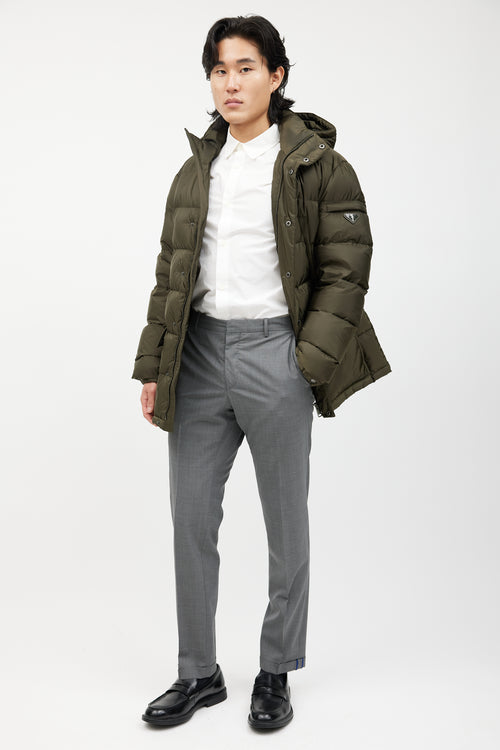 Prada Green Quilted Down Puffer Jacket