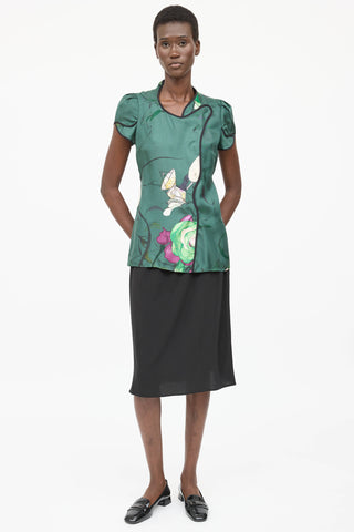 Prada Silk Printed Button Up Top