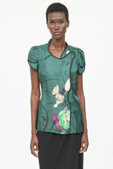 Prada Silk Printed Button Up Top