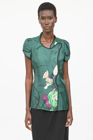 Prada Silk Printed Button Up Top
