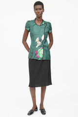 Prada Silk & Leather Skirt