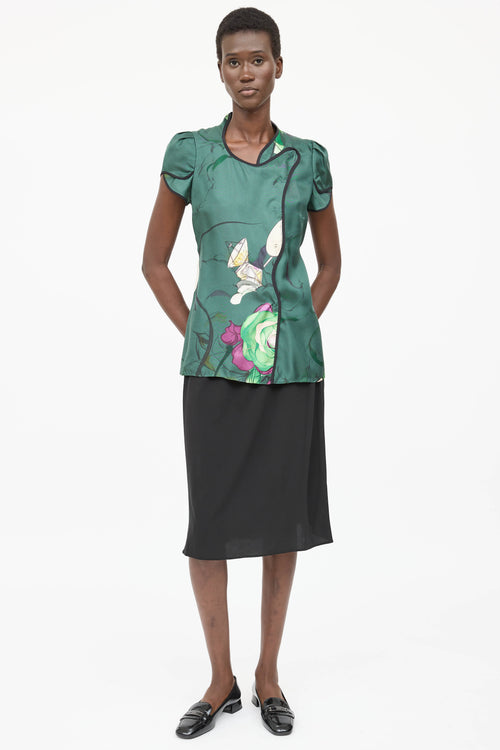Prada Silk & Leather Skirt