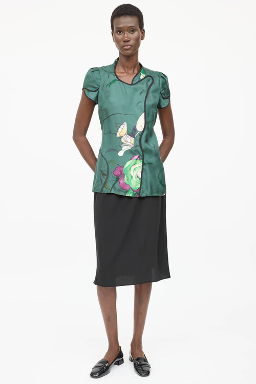 Prada Silk & Leather Skirt