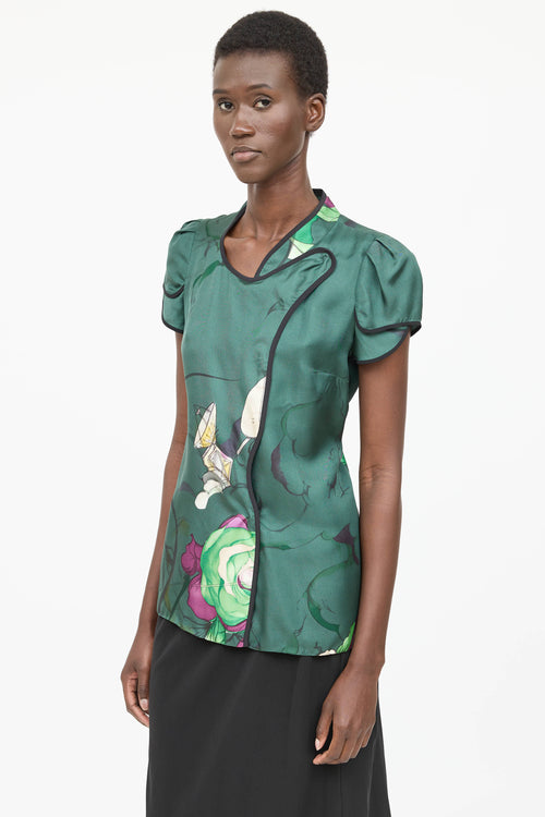 Prada Silk Printed Button Up Top