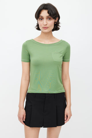 Prada Green Silk T-Shirt