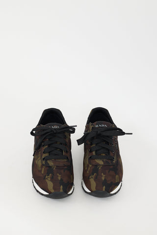 Prada Green & Brown Nylon Camo Sneaker