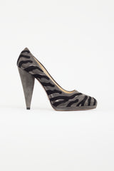 Prada Grey & Black Suede Abstract Pump
