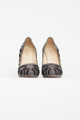 Prada Grey & Black Suede Abstract Pump